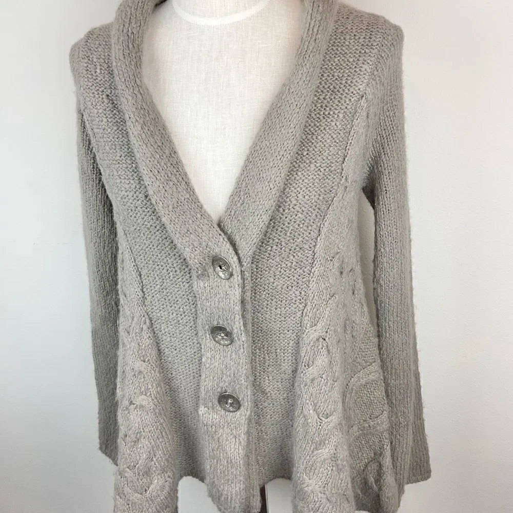 Free People Cable Knit Button Slouchy Cardigan